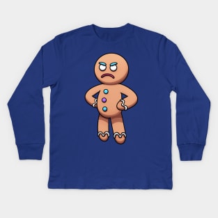 Mad Gingerbread Man Cartoon Kids Long Sleeve T-Shirt